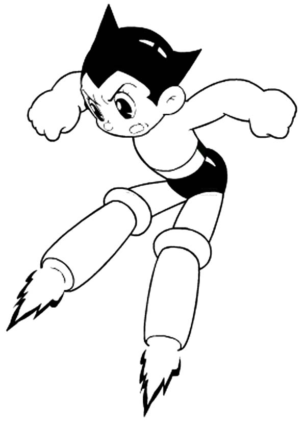Astro Boy, : Astro Boy Floating in the Air Coloring Pages
