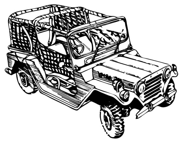 Army Car, : Camouflage Jeep Army Car Coloring Pages