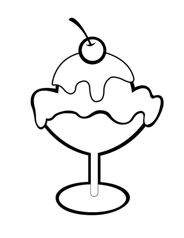 Ice Cream, : Cherry on Top of Ice Cream Coloring Pages