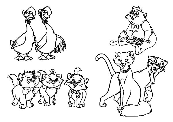 Aristocats, : Famous Characters of the Aristocats Coloring Pages
