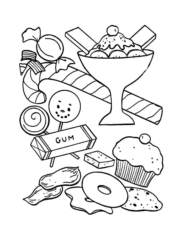 Ice Cream, : Ice Cream and Other Sweet Coloring Pages