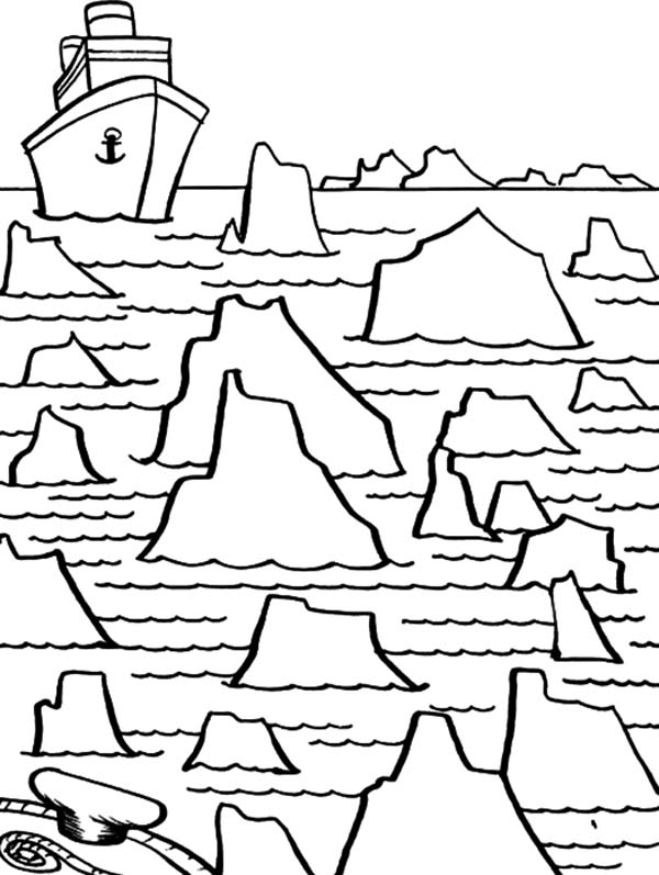 Iceberg, : Iceberg Maze for Big Ship Coloring Pages