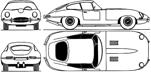 Jaguar Cars, : Jaguar E Type S1 Coupe 1961 Cars Coloring Pages