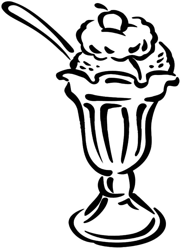 Ice Cream, : Nutrious Ice Cream Sundae Coloring Pages