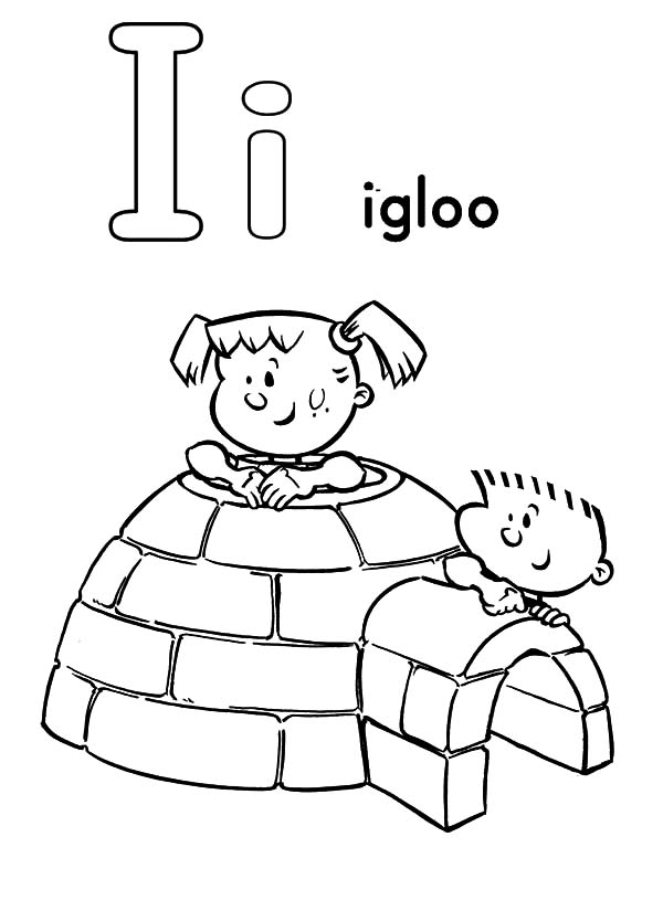 Igloo, : Playing Inside Igloo Coloring Pages