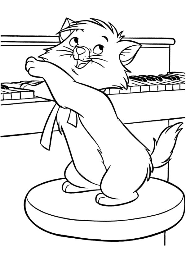 Aristocats, : The Aristocats Berlioz Playing Piano Coloring Pages
