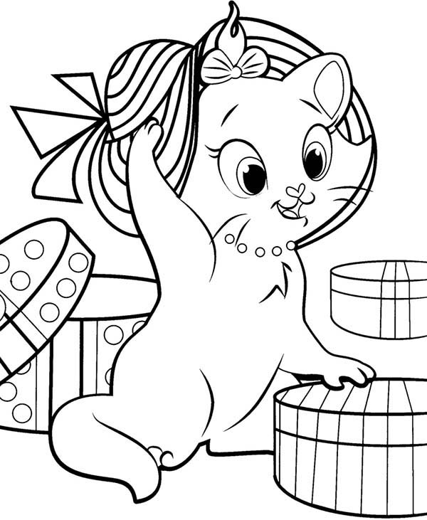 Aristocats, : The Aristocats Marie Beautiful Hat Coloring Pages