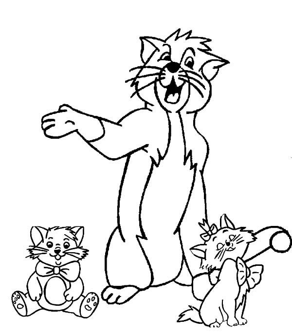Aristocats, : The Aristocats Thomas Play with Marie and Toulouse Coloring Pages